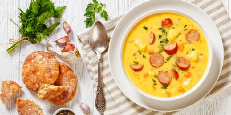Sopa cremosa de batata Cajun pronta