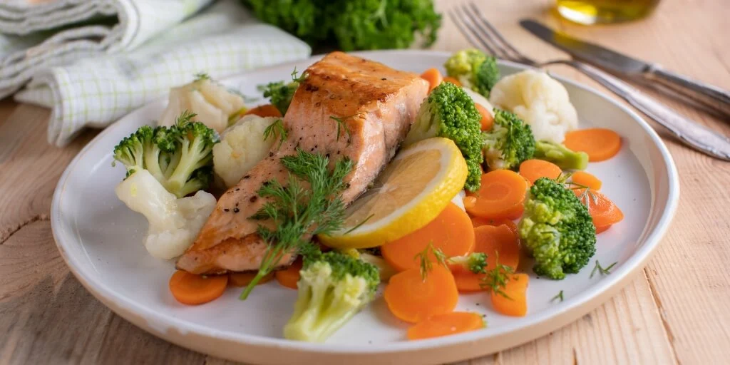 prato low carb com salmão